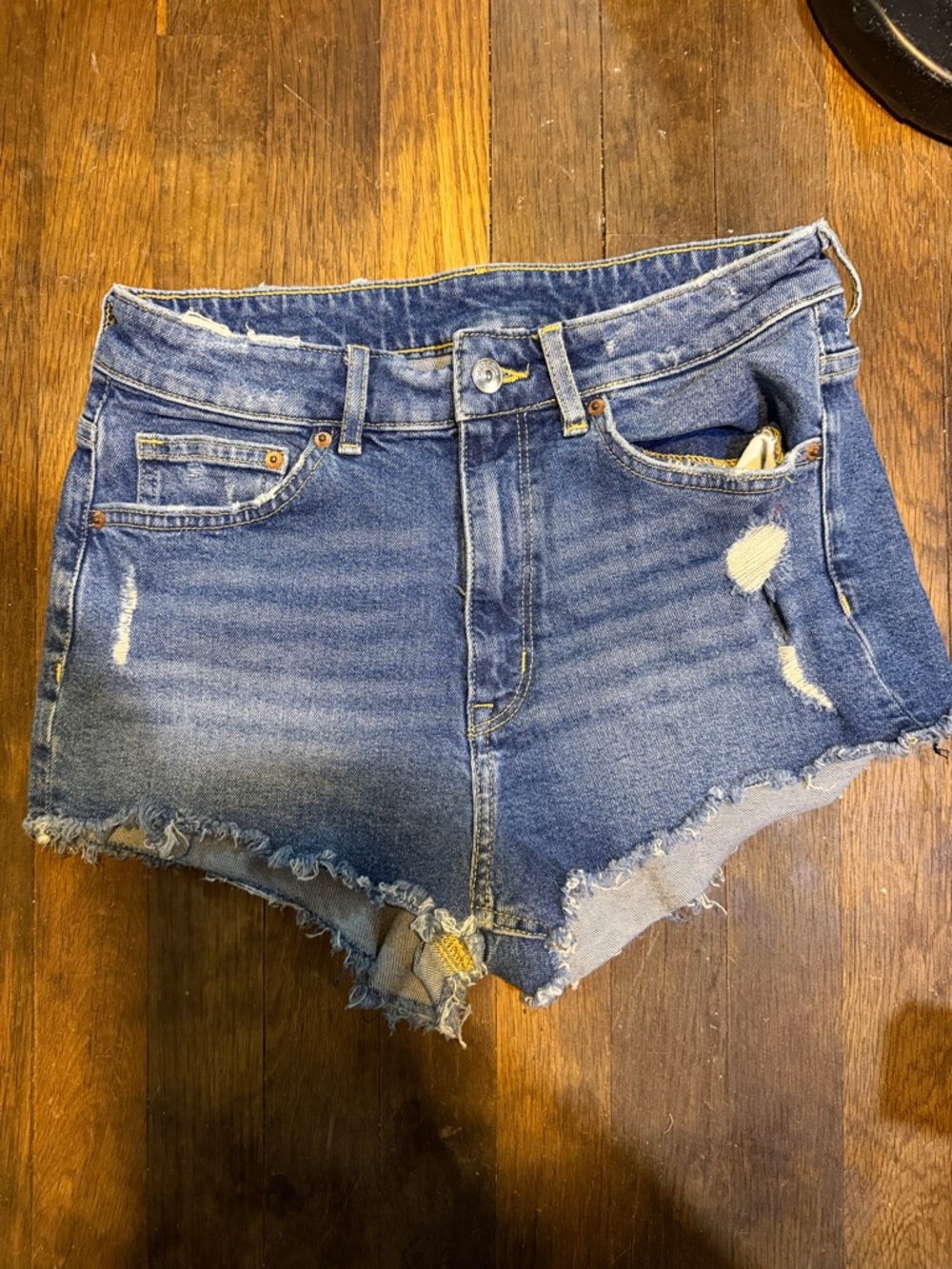 H&M Blue Distressed Denim Cutoff Shorts